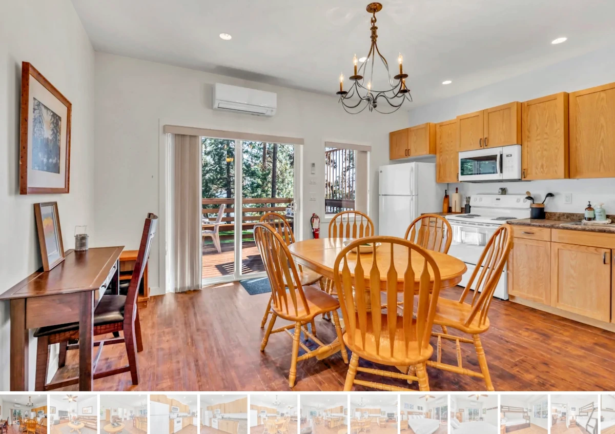 Olive Cabin Living area with exterior view of lake - Okanagan Resort rental accommodations on Skaha Lake - Ponderosa Point